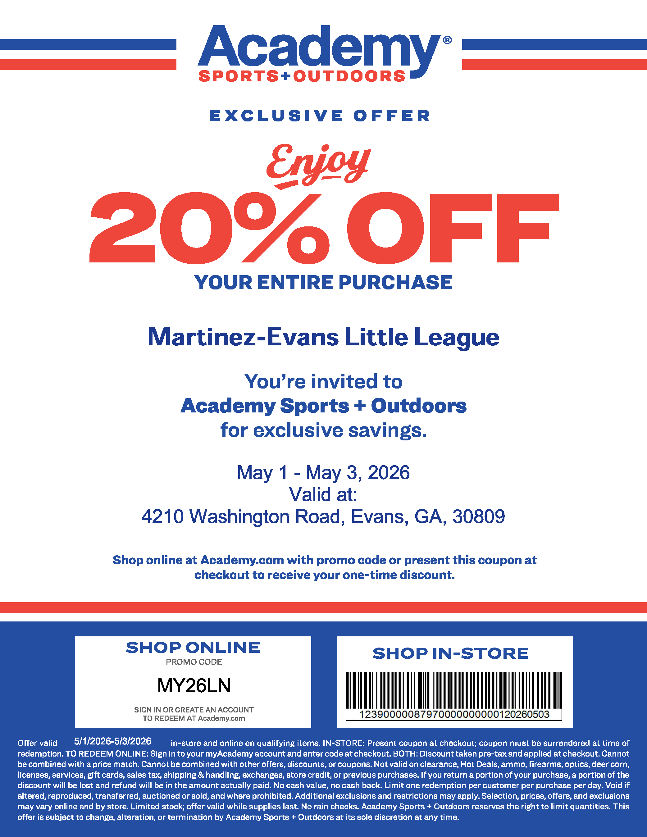 Academy Sports 20% Off