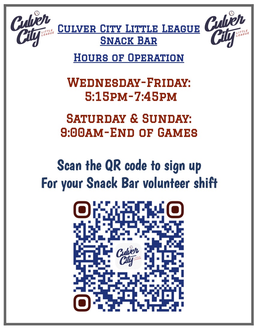 2026 CCLL Snack Bar Hours