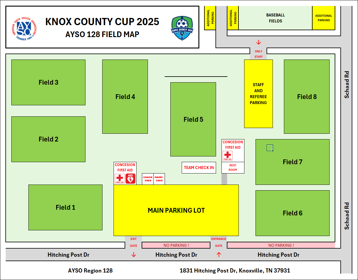 Knox County Cup U12 Field Map - AYSO 128 Ball Camp Park