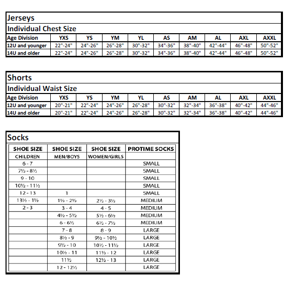 soccer jersey size guide