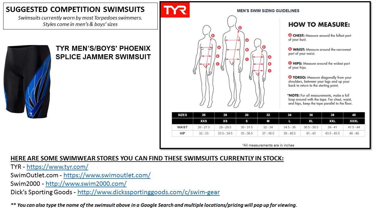 MEN'S/BOYS' SWIM SIZING CHART & SWIMWEAR STORES