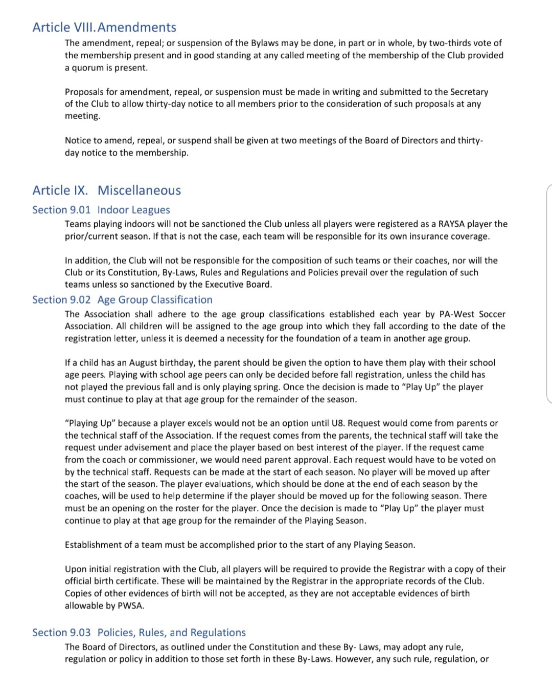 Ringgold Area Youth Soccer Association > Meeting Minutes/Board Members