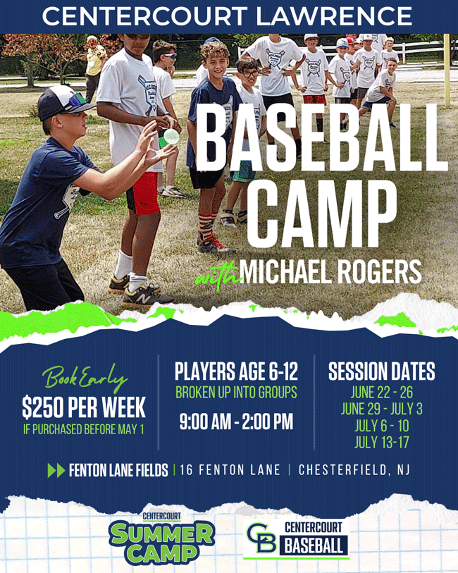 Centercourt Baseball Summer Camp 2026 Flyer