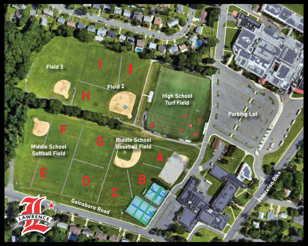 Map of Lawrence High School athletic fields