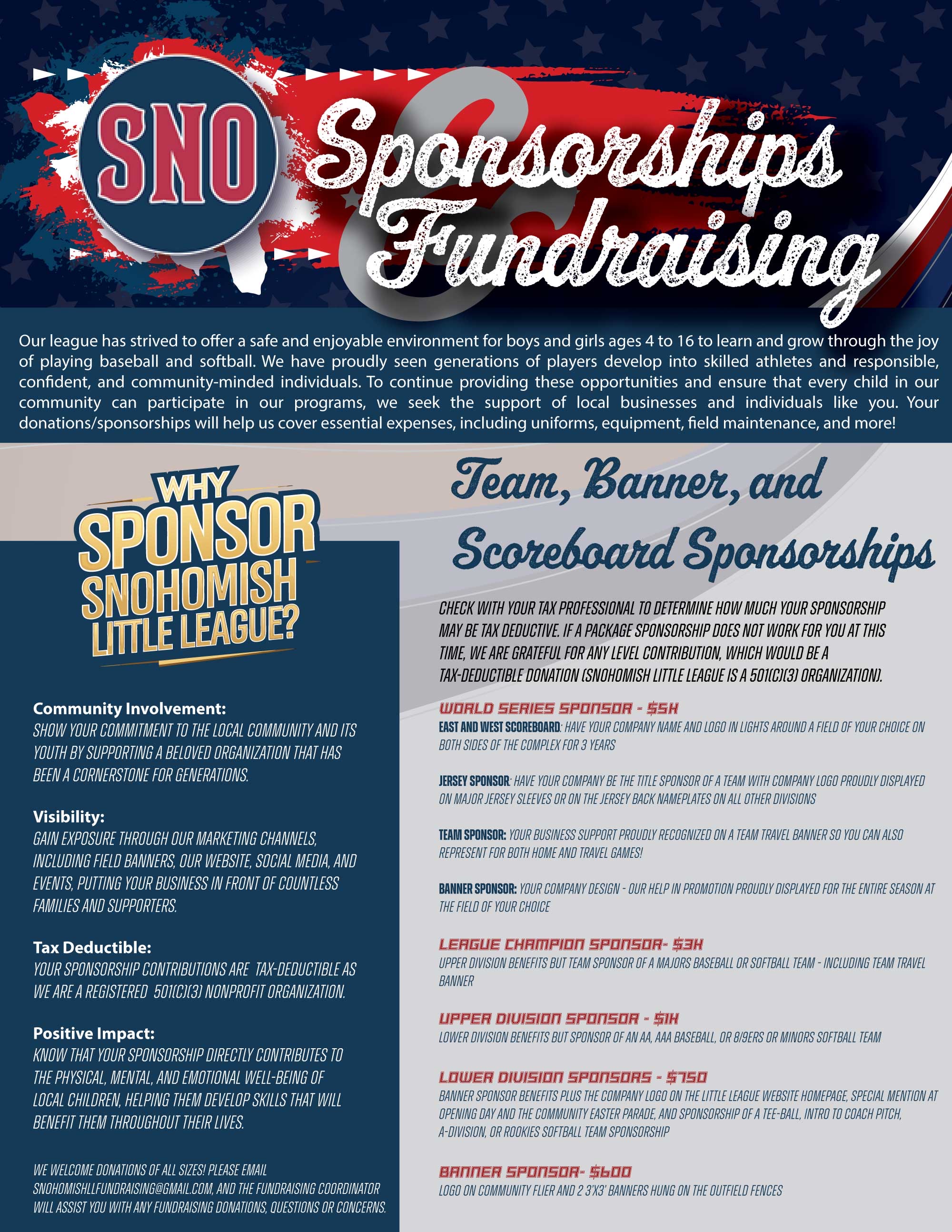 Snohomish Little League Sponsorships & Fundraising