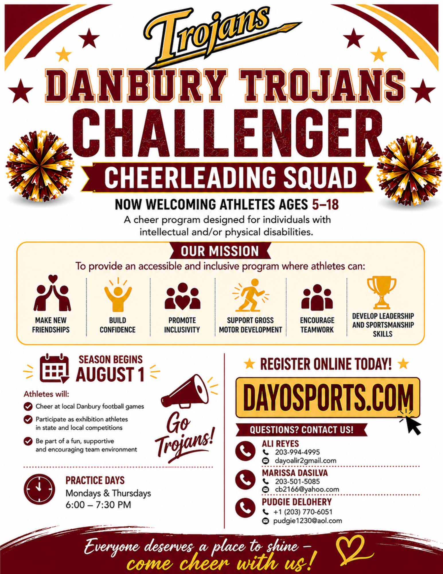 Danbury Trojans Challenger Cheerleading Squad