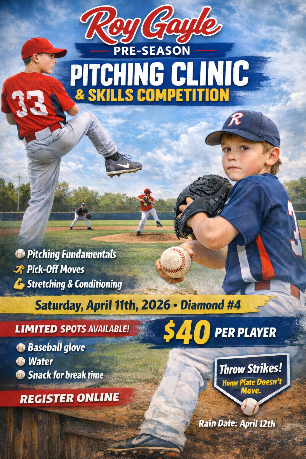 Roy Gayle Pitching Clinic Flyer