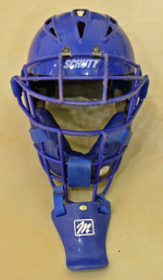catcher's helmet with dangling throat guard