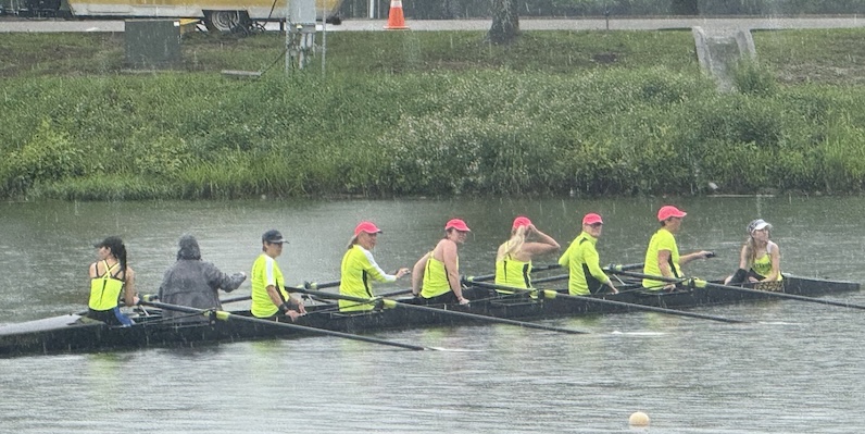Catawba crews under the tents in the rain at Dogwood 2026