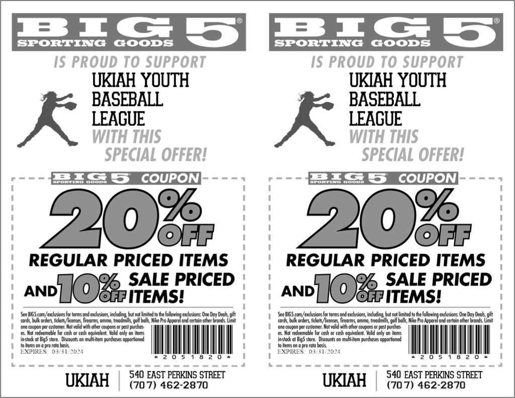 Ukiah Youth Baseball Little League > Discounts