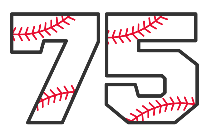 a graphic of the number 75