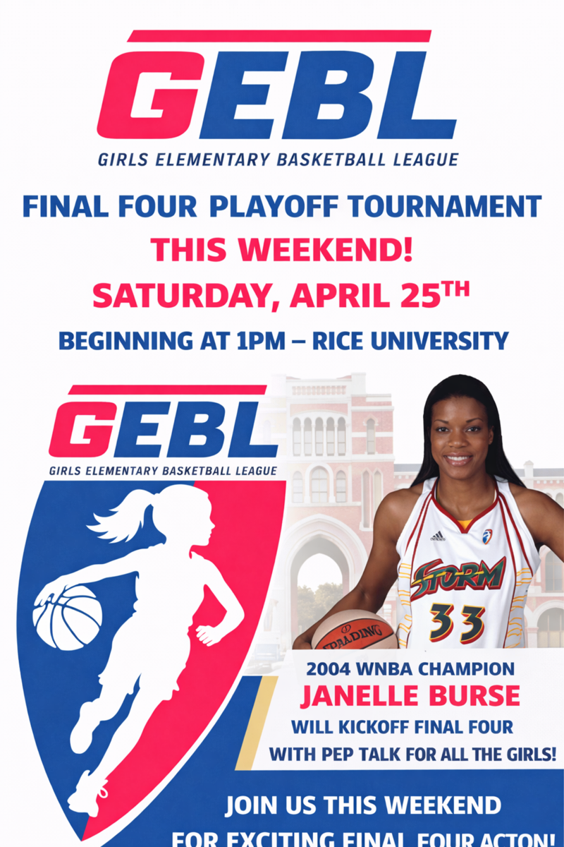 Girls EBL Final Four flyer with Janell Burse