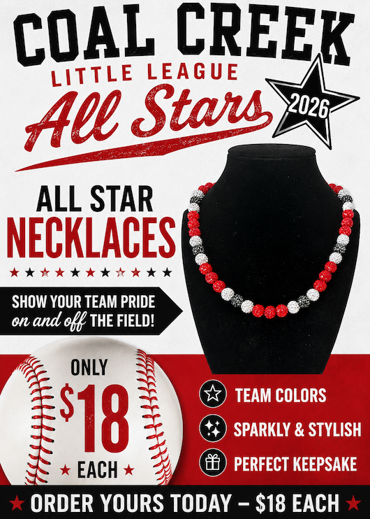 Coal Creek Little League All Stars 2026 Necklaces Flyer
